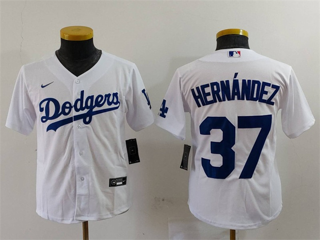 Youth Los Angeles Dodgers #37 Teoscar Hernández White Stitched Baseball Jersey Youth Los Angeles Dodgers #37 Teoscar Hernández White Stitched Baseball Jersey